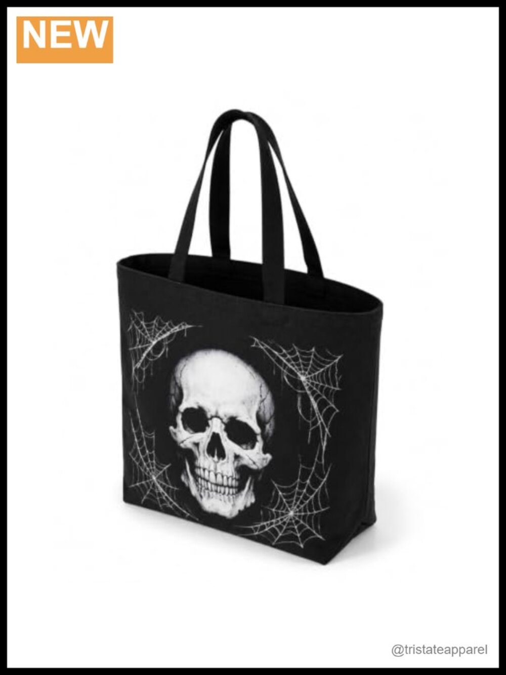 Canvas Tote Bag Skull Web Print 14 Inch Reusable Trick or Treat